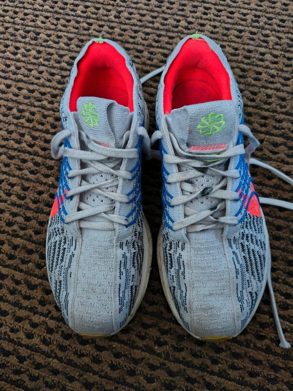 Nike Kids Gray Sneakers with Blue and Neon Pink Accents